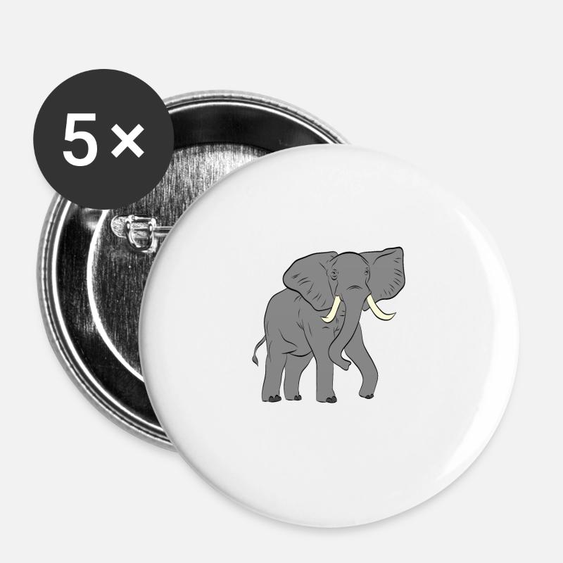 Elephant - Elephant - Buttons large 2.2''/56 mm (5-pack) - white