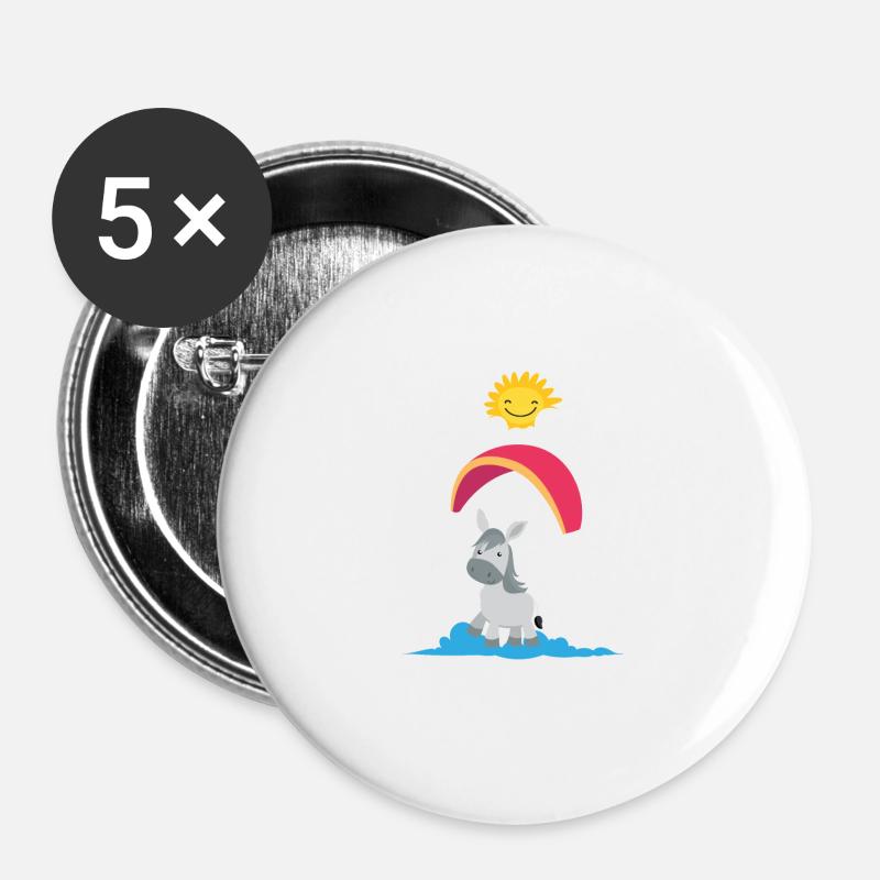 A donkey flies paraglider - Buttons large 2.2''/56 mm (5-pack) - white