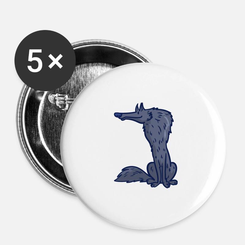 Wolf Cartoon Comic Pack Prey Gift Idea Wild - Buttons large 2.2''/56 mm (5-pack) - white