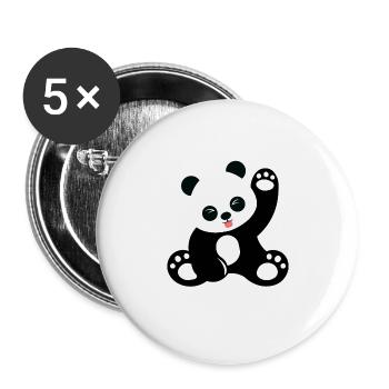 Cute sitting panda cartoon - Buttons large 2.2''/56 mm (5-pack) - white - Front