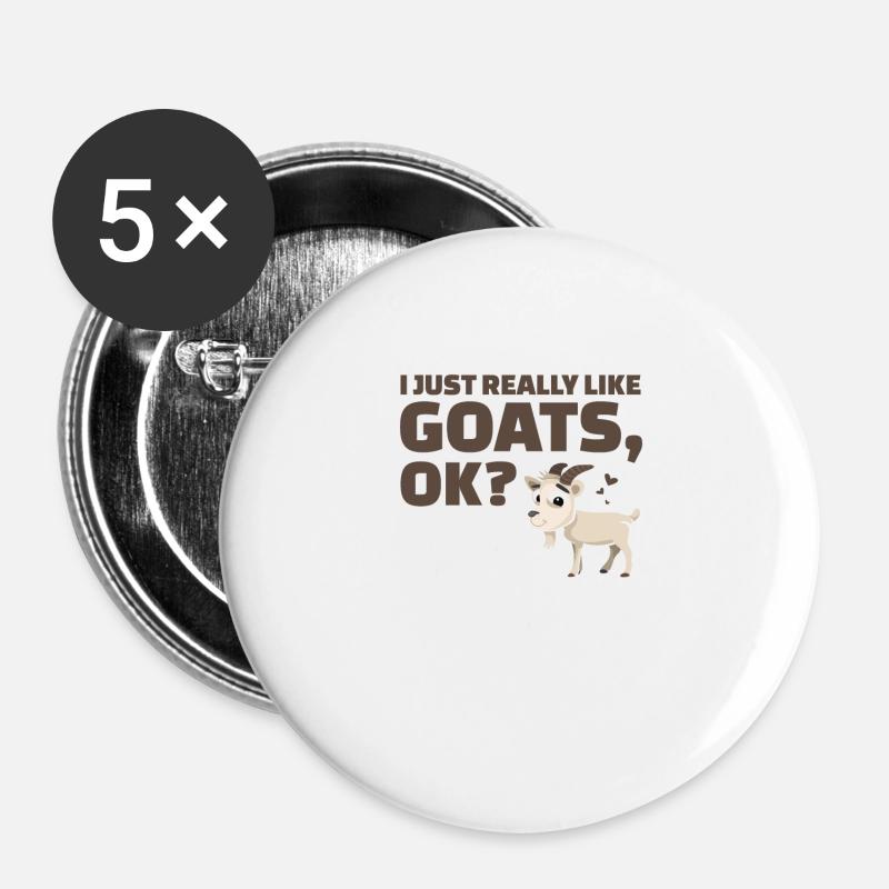 I just really like goats, OK? - Buttons large 2.2''/56 mm (5-pack) - white