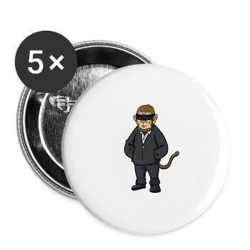 Robber Leader Monkey, Affe - Buttons groß 56 mm (5er Pack) - Weiß - Vorne