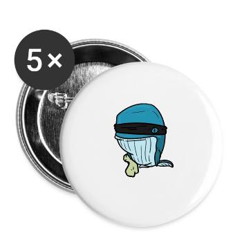 Robber Whale , Räuber Wal - Buttons groß 56 mm (5er Pack) - Weiß - Vorne