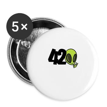 Alien 420 - Buttons groß 56 mm (5er Pack) - Weiß - Vorne