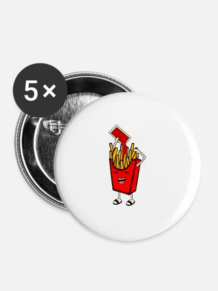 Fries and Sauce - Buttons groß 56 mm (5er Pack) - Weiß
