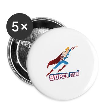 Super Papa Funny Superhero Gift for Daddy T Shirt - Buttons large 2.2''/56 mm (5-pack) - white - Front