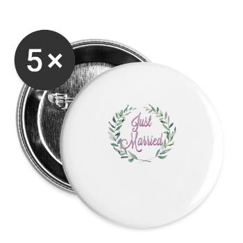 Just married - Buttons large 2.2''/56 mm (5-pack) - white - Front