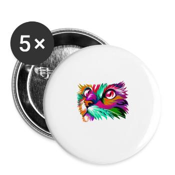 Cute Cat Graphic Colorful Paint Women Tshirt for - Buttons large 2.2''/56 mm (5-pack) - white - Front