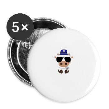 Police Cow Sheriff Cow Police Animals Cops - Buttons large 2.2''/56 mm (5-pack) - white - Front