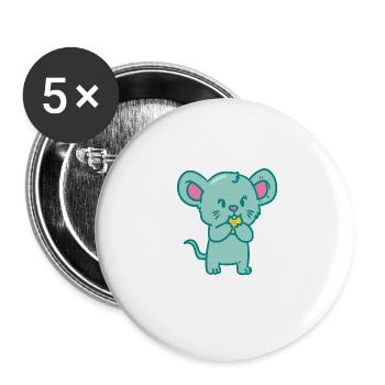 Rodent Mouse Mice - Buttons large 2.2''/56 mm (5-pack) - white - Front