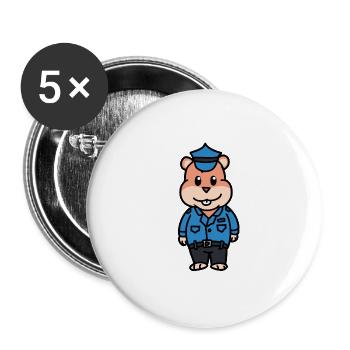 Police Hamster Policeman Profession Kids Child Cop Job - Buttons large 2.2''/56 mm (5-pack) - white - Front