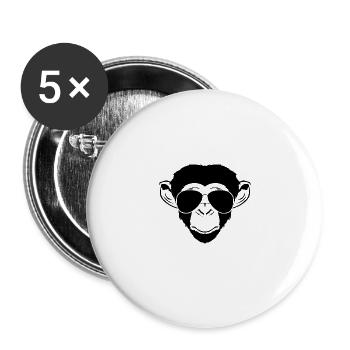 Affe - Buttons groß 56 mm (5er Pack) - Weiß - Vorne