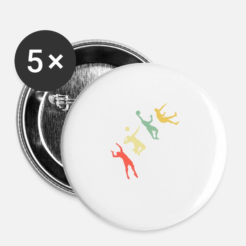 Retro Volleyball - Buttons groß 56 mm (5er Pack) - Weiß
