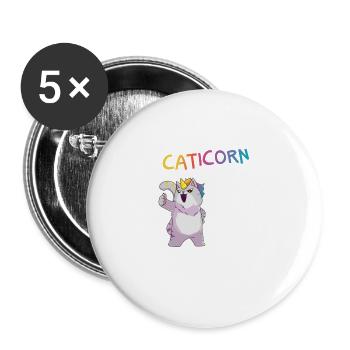 Caticorn Unicorn Cat - Buttons large 2.2''/56 mm (5-pack) - white - Front