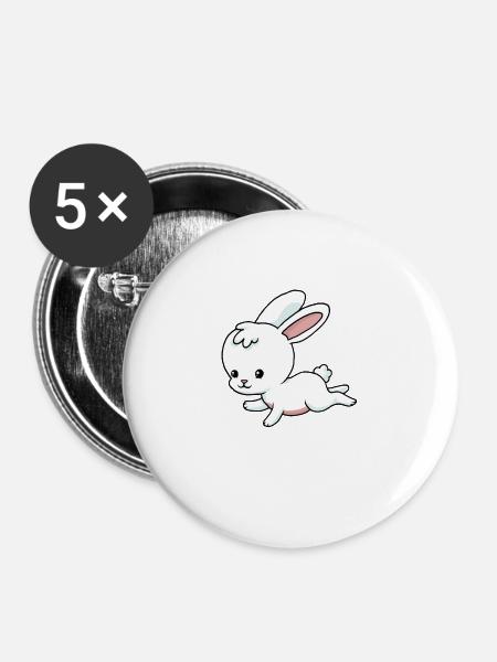 Kleines Häschen - Buttons groß 56 mm (5er Pack) - Weiß