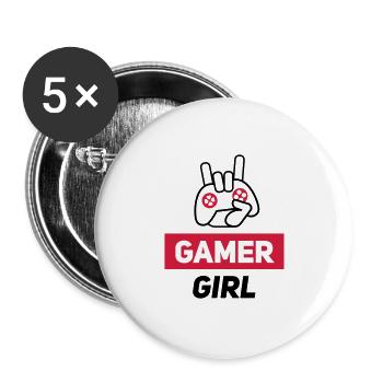 gamer girl - Lot de 5 grands badges (56 mm) - blanc - Devant
