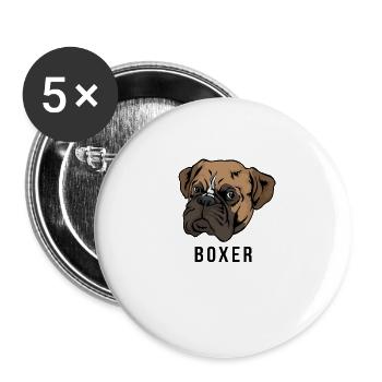 Boxer dog head - Buttons large 2.2''/56 mm (5-pack) - white - Front