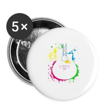 Gitarre Musiker Geschenkidee für Gitarristen - Buttons groß 56 mm (5er Pack) - Weiß - Vorne