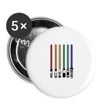 CSD Gay Regenbogen Schwul Lesbisch Geschenk - Buttons groß 56 mm (5er Pack) - Weiß - Vorne