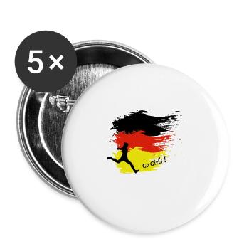 Go Girls Germany / Deutschland Frauen Fussball - Buttons groß 56 mm (5er Pack) - Weiß - Vorne