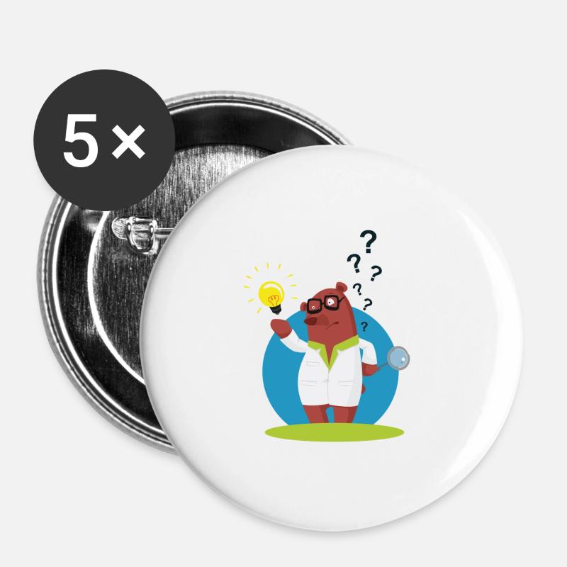 Explainer bear - Buttons large 2.2''/56 mm (5-pack) - white