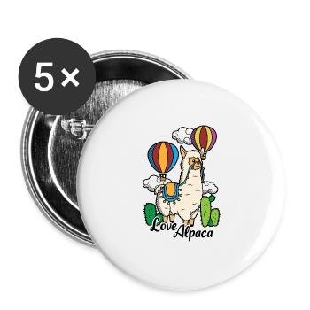 Love Alpaca Love Alpaca Lama Hot Air Balloon - Buttons large 2.2''/56 mm (5-pack) - white - Front