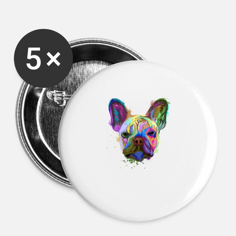 French Bulldog - Buttons large 2.2''/56 mm (5-pack) - white