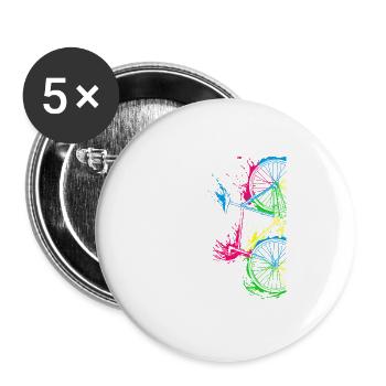 biking Design gift for cyclist - Buttons large 2.2''/56 mm (5-pack) - white - Front