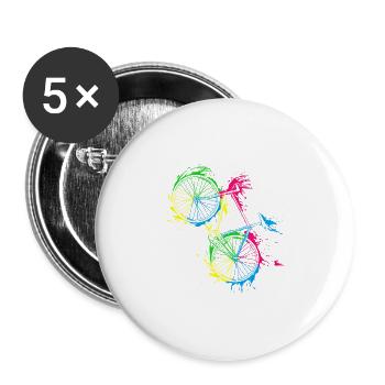 biking Design gift for cyclist - Buttons large 2.2''/56 mm (5-pack) - white - Front