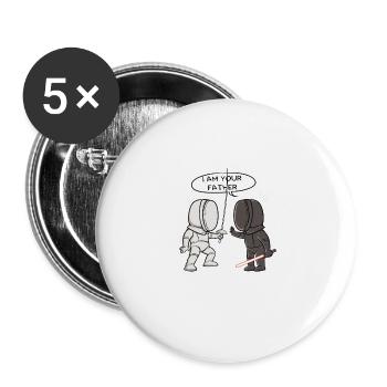 Fechten Fechter Vater Degen Schwert Florett Säbel - Buttons groß 56 mm (5er Pack) - Weiß - Vorne