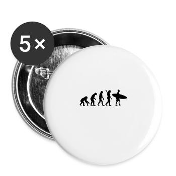 Evolution Surfer Wellenreiten Surfbrett Welle Surf - Buttons groß 56 mm (5er Pack) - Weiß - Vorne