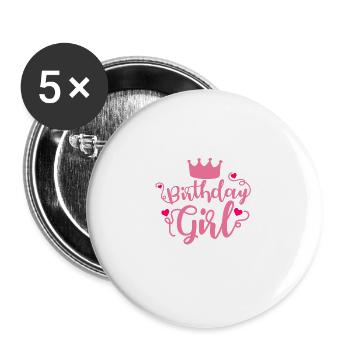 Birthday Girl Birthday Girl Birthday Party - Buttons large 2.2''/56 mm (5-pack) - white - Front