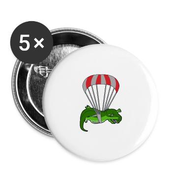 Parachutiste dinosaure T-rex Drôle - Lot de 5 grands badges (56 mm) - blanc - Devant