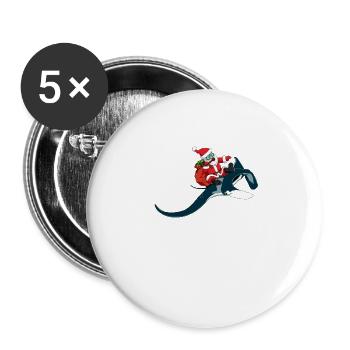 Christmas Manta Ray Xmas Diving Gift Idea - Buttons large 2.2''/56 mm (5-pack) - white - Front