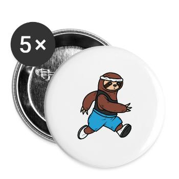 Sloth Running Sloth Athlete - Buttons large 2.2''/56 mm (5-pack) - white - Front