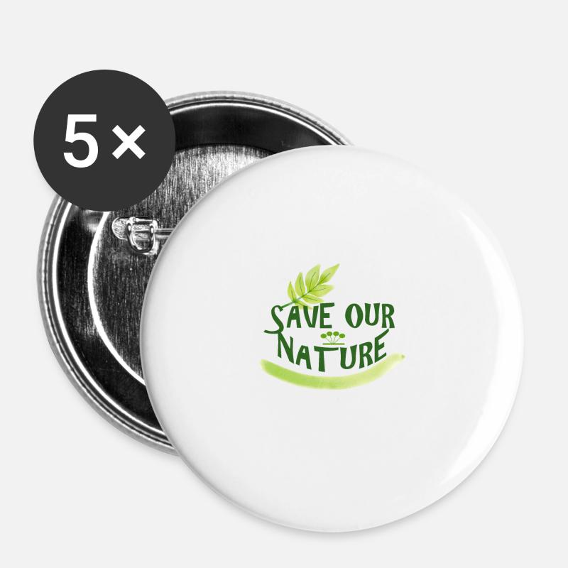 Nature conservation - Buttons large 2.2''/56 mm (5-pack) - white