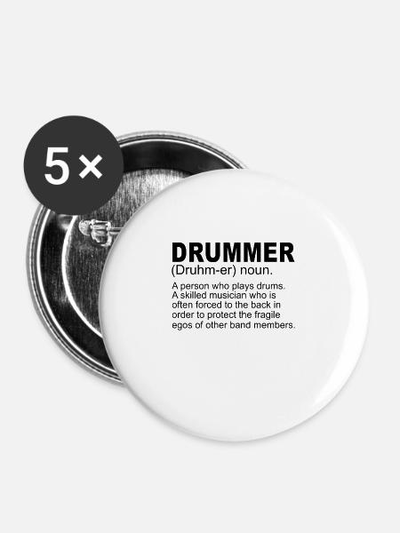 Schlagzeuger Definition - Buttons groß 56 mm (5er Pack) - Weiß