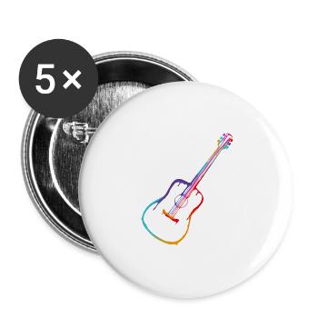 Dégradé de couleur Guitare acoustique - Lot de 5 grands badges (56 mm) - blanc - Devant
