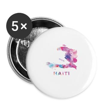 Haiti Haitian Stolz Land Flagge I Geschenk - Buttons groß 56 mm (5er Pack) - Weiß - Vorne