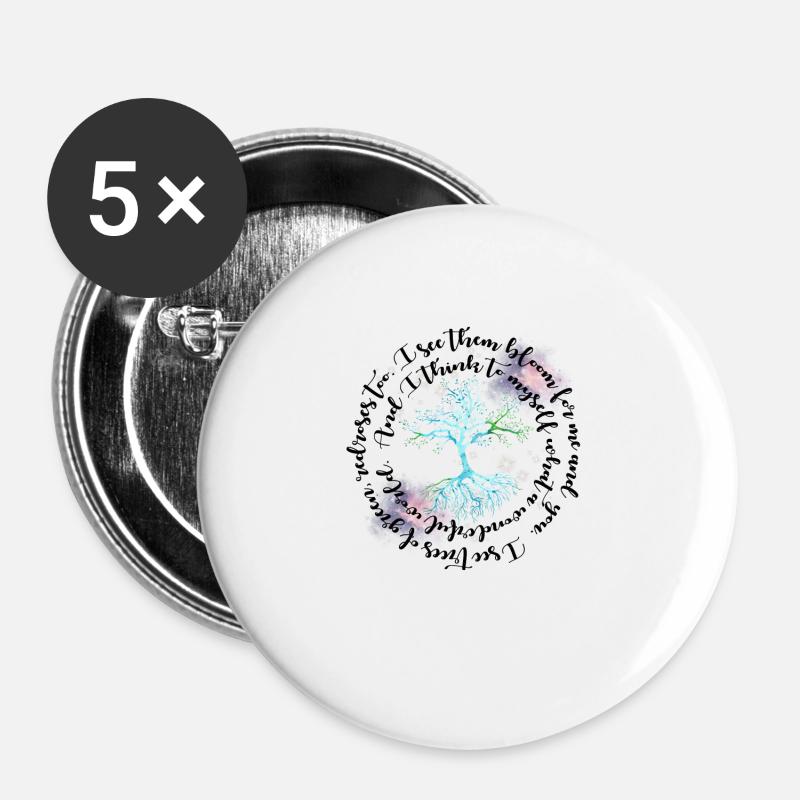 Hippie Tree - Buttons large 2.2''/56 mm (5-pack) - white