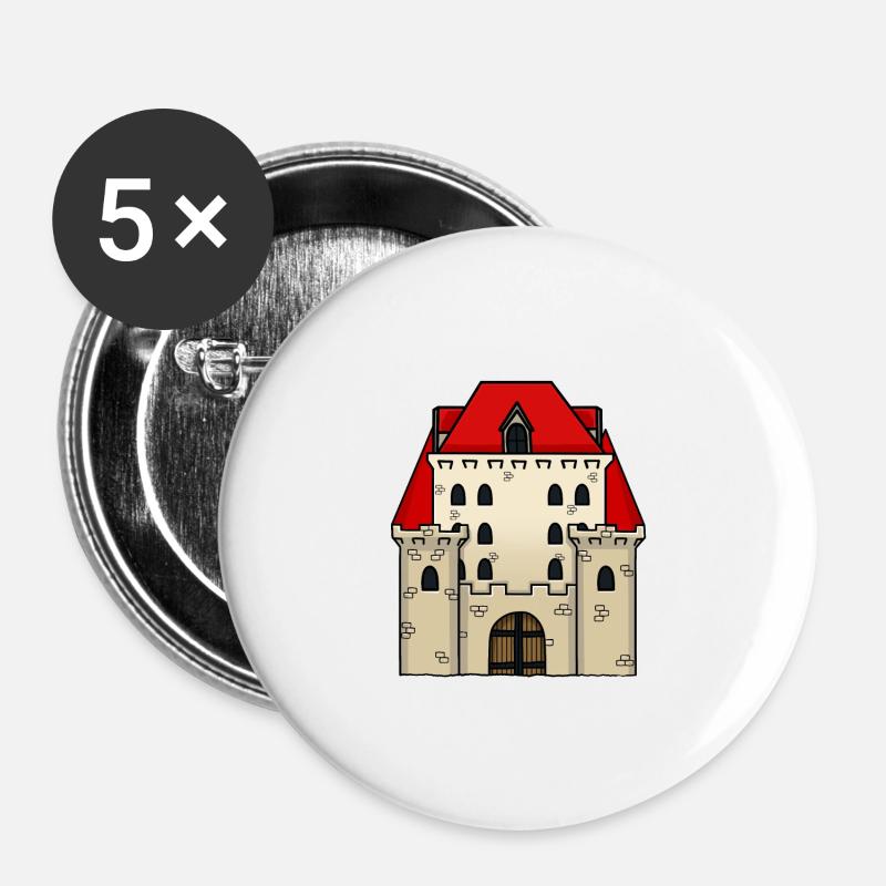 Castle castle fortress - Buttons large 2.2''/56 mm (5-pack) - white