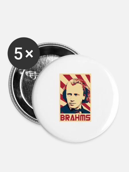 Johannes Brahms Retro Propaganda - Buttons groß 56 mm (5er Pack) - Weiß