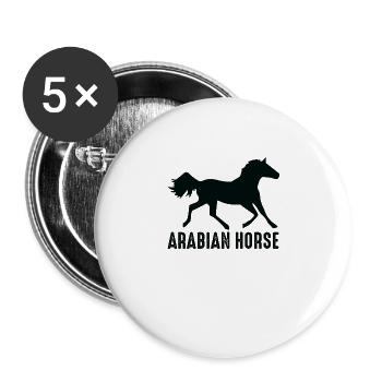 Chemise de cheval arabe · Race de chevaux · Cadeau - Lot de 5 grands badges (56 mm) - blanc - Devant