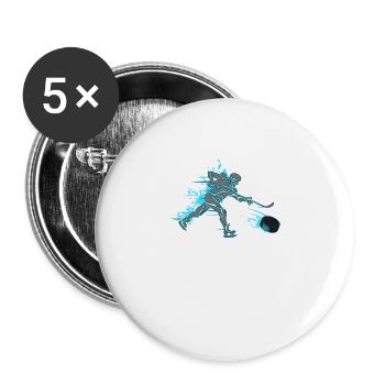Hockey - Buttons groß 56 mm (5er Pack) - Weiß - Vorne