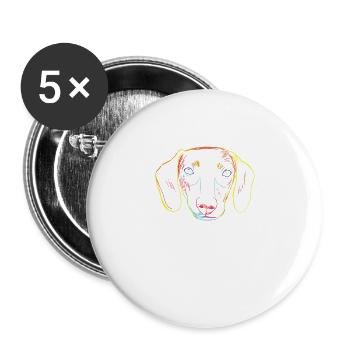 Teckel de ligne - Lot de 5 grands badges (56 mm) - blanc - Devant