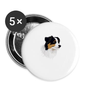 AUSTRALIAN SHEPHERD - Buttons groß 56 mm (5er Pack) - Weiß - Vorne