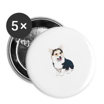 Welsh Corgi Pembroke Dog - Buttons large 2.2''/56 mm (5-pack) - white - Front