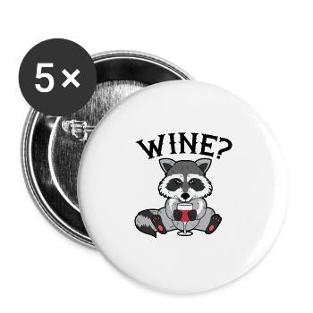Raccoon Wine Wine Raccoon - Lot de 5 grands badges (56 mm) - blanc - Devant