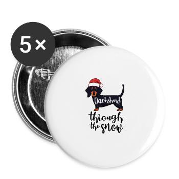 Dackel Hund Weihnachten - Buttons groß 56 mm (5er Pack) - Weiß - Vorne
