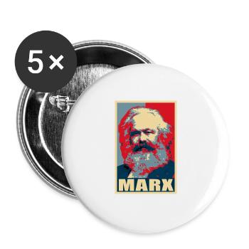 KarlMarxPropagandaPopArt - Buttons groß 56 mm (5er Pack) - Weiß - Vorne